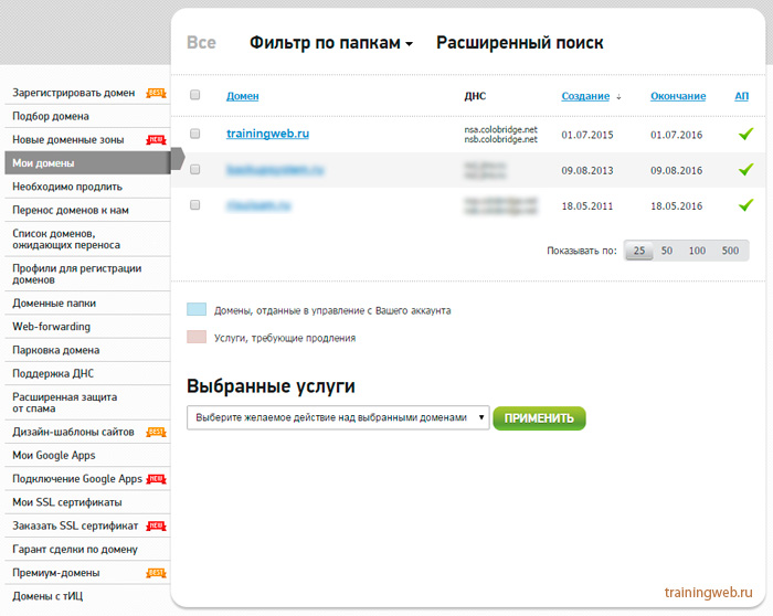 панель 2domains.ru