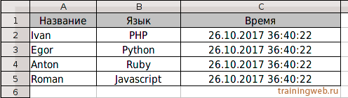 создание эксельного документа Python